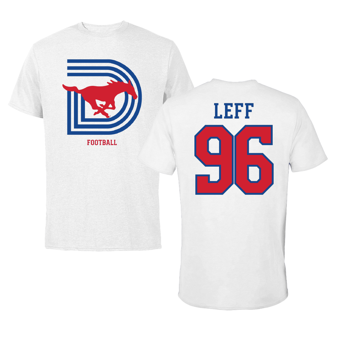 Southern Methodist University Football White Tee - #96 Josh Leff