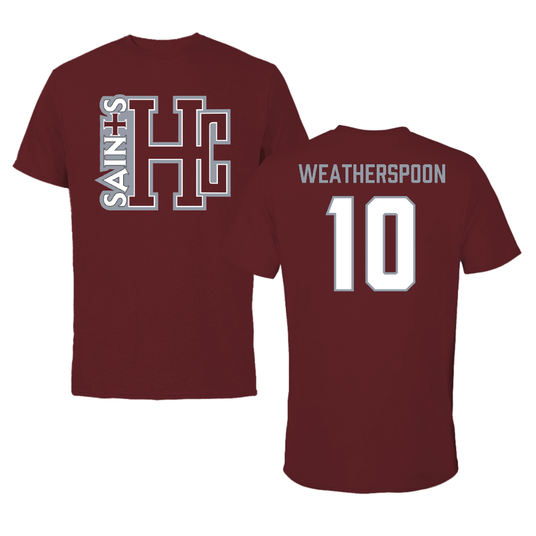 Holy Cross College Basketball (M) Maroon Performance Tee - #10 Callaghan Weatherspoon