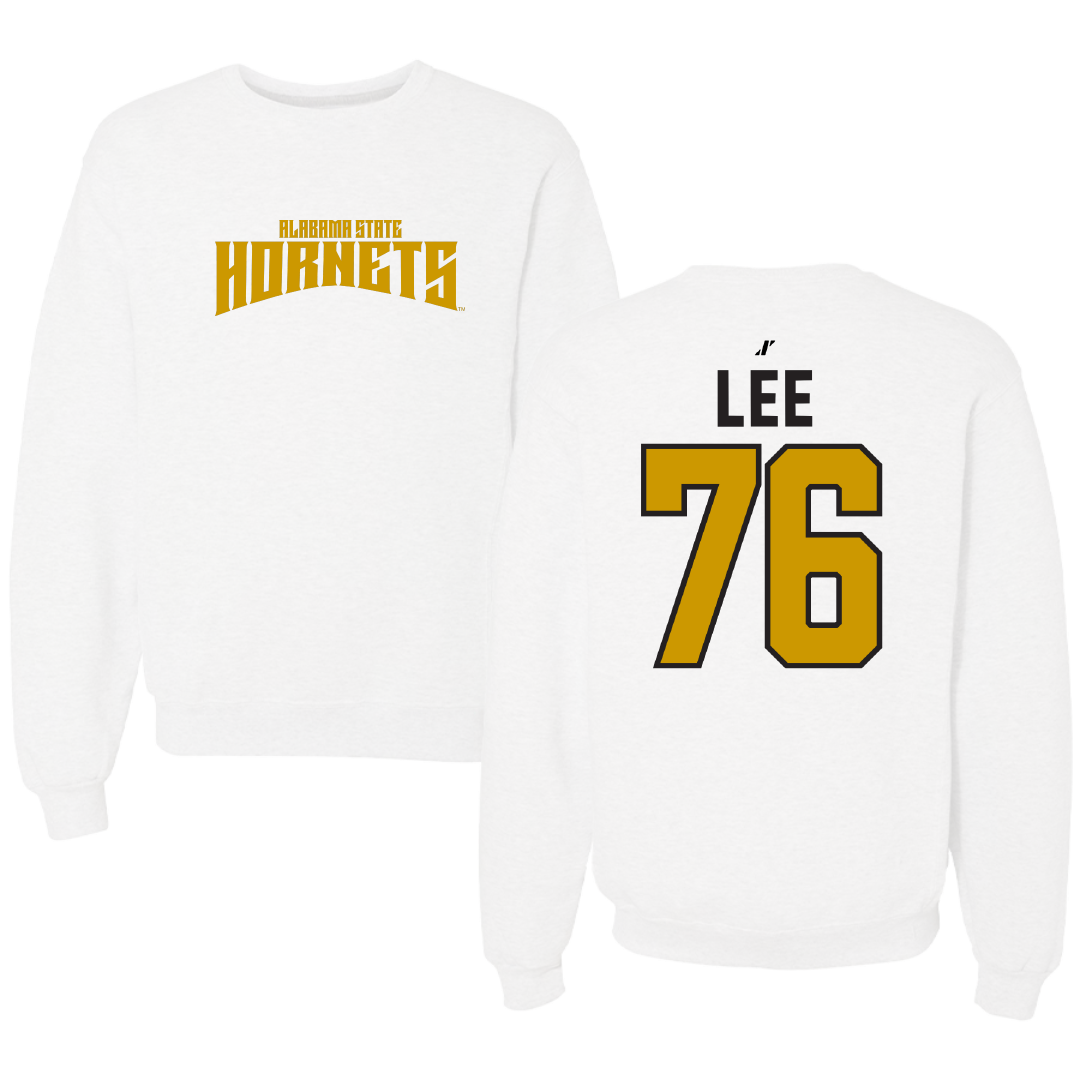 Alabama State University Football White Classic Crewneck - #76 Marvin Lee