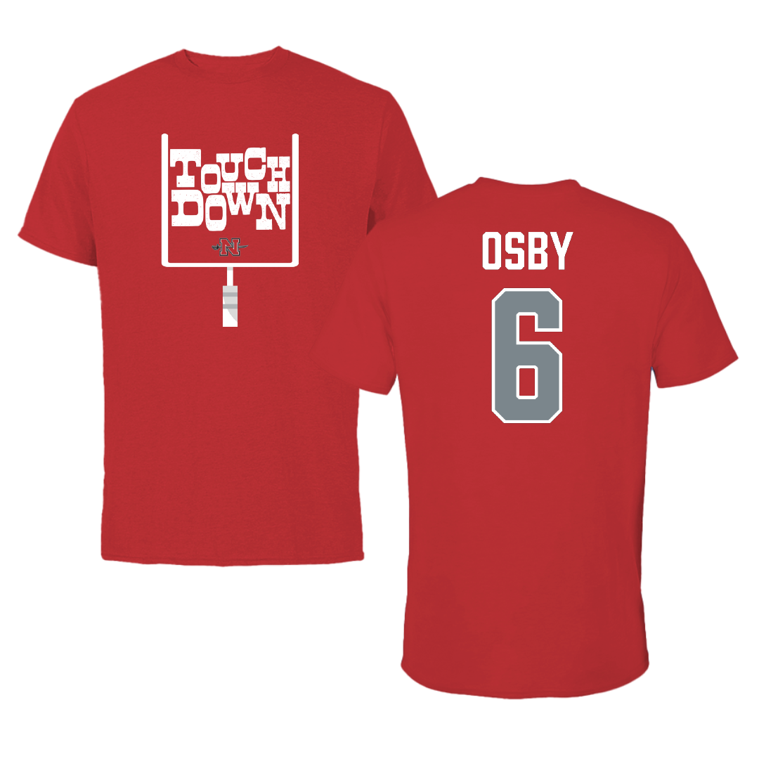 Nicholls State University Football Red Touchdown Tee - #6 Scrappy Osby
