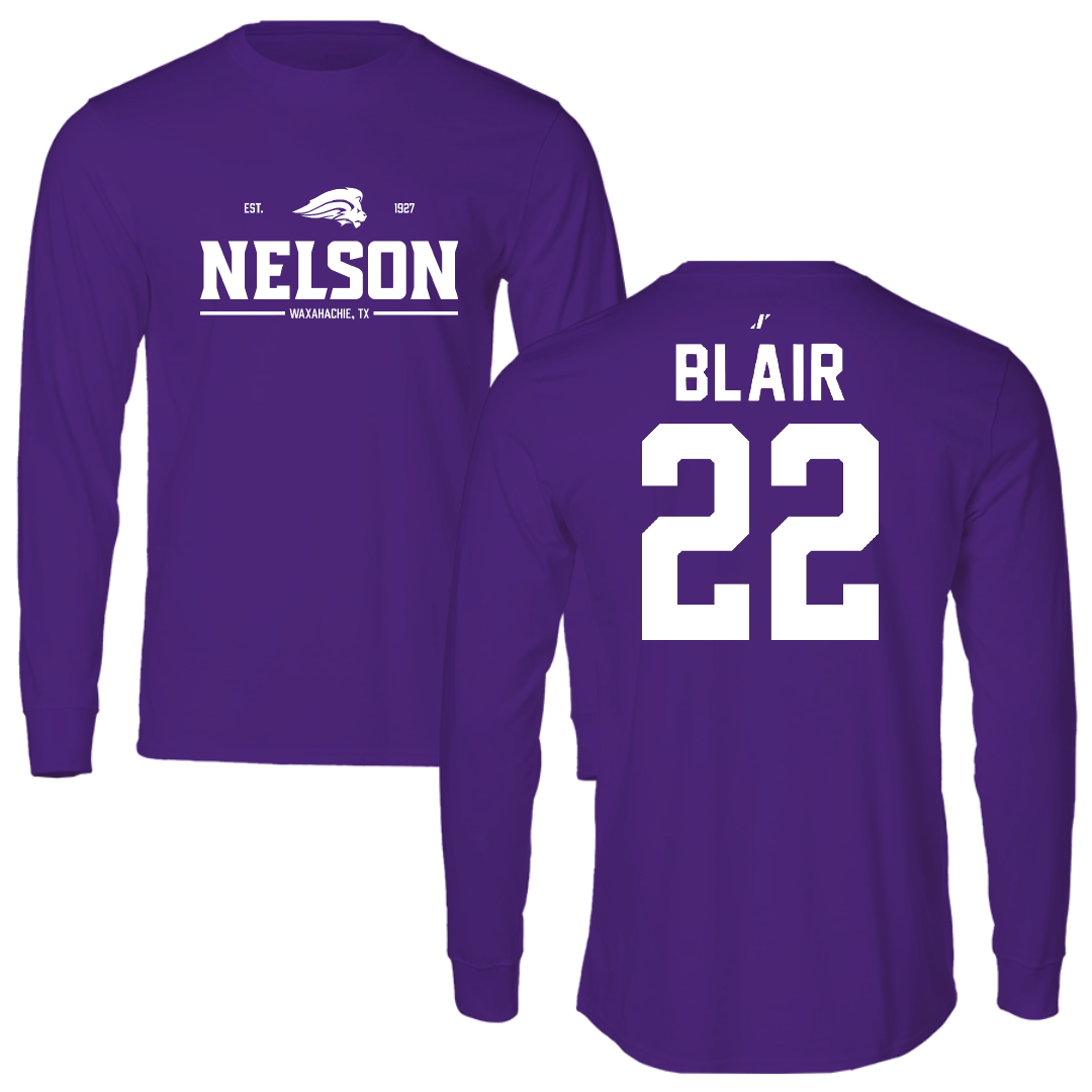 Nelson University Basketball Purple General Performance Long Sleeve - #22 Jaeson Blair