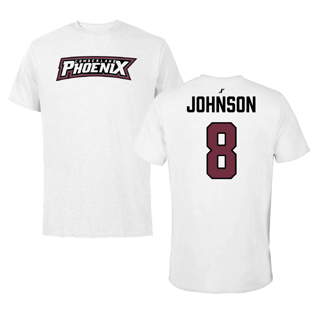 Cumberland University Football White Tee - #8 Cannon Johnson