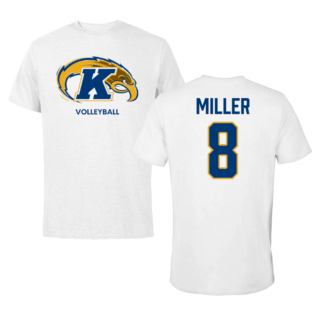 Kent State University Volleyball (W) White Performance Tee - #8 Nadia Miller