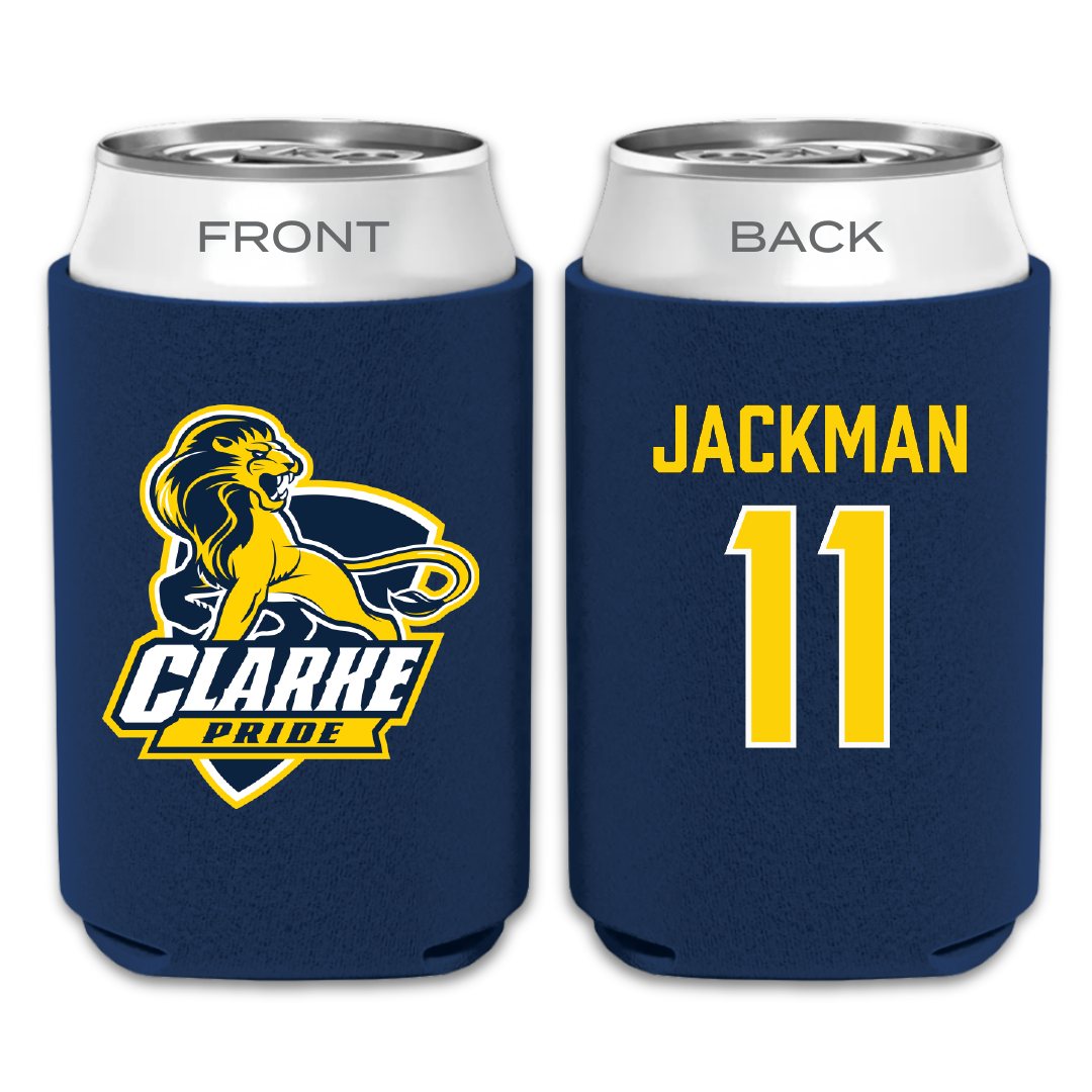 Clarke University Football Navy Can Cooler - #11 Jayden Jackman