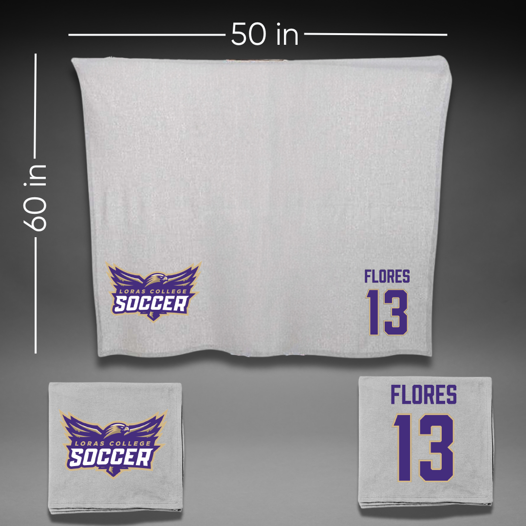 Loras College Soccer Gray Blanket - #13 Jonathan Flores