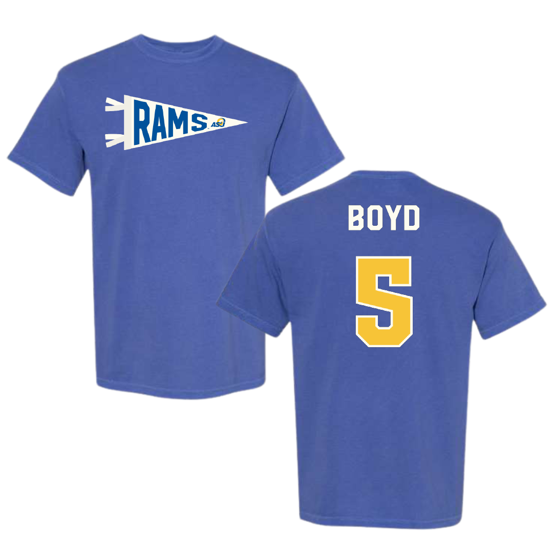 Angelo State University Football Blue Pennant Comfort Colors Tee - #5 Timothy Boyd