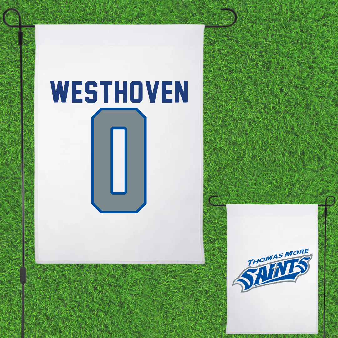 Thomas More University Lacrosse White Garden Flag - #0 Steffan Westhoven