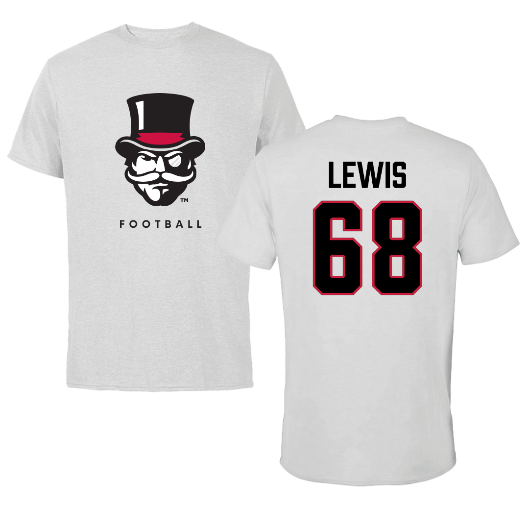 Austin Peay State University Football Gray Mascot Tee - #68 Nate Lewis