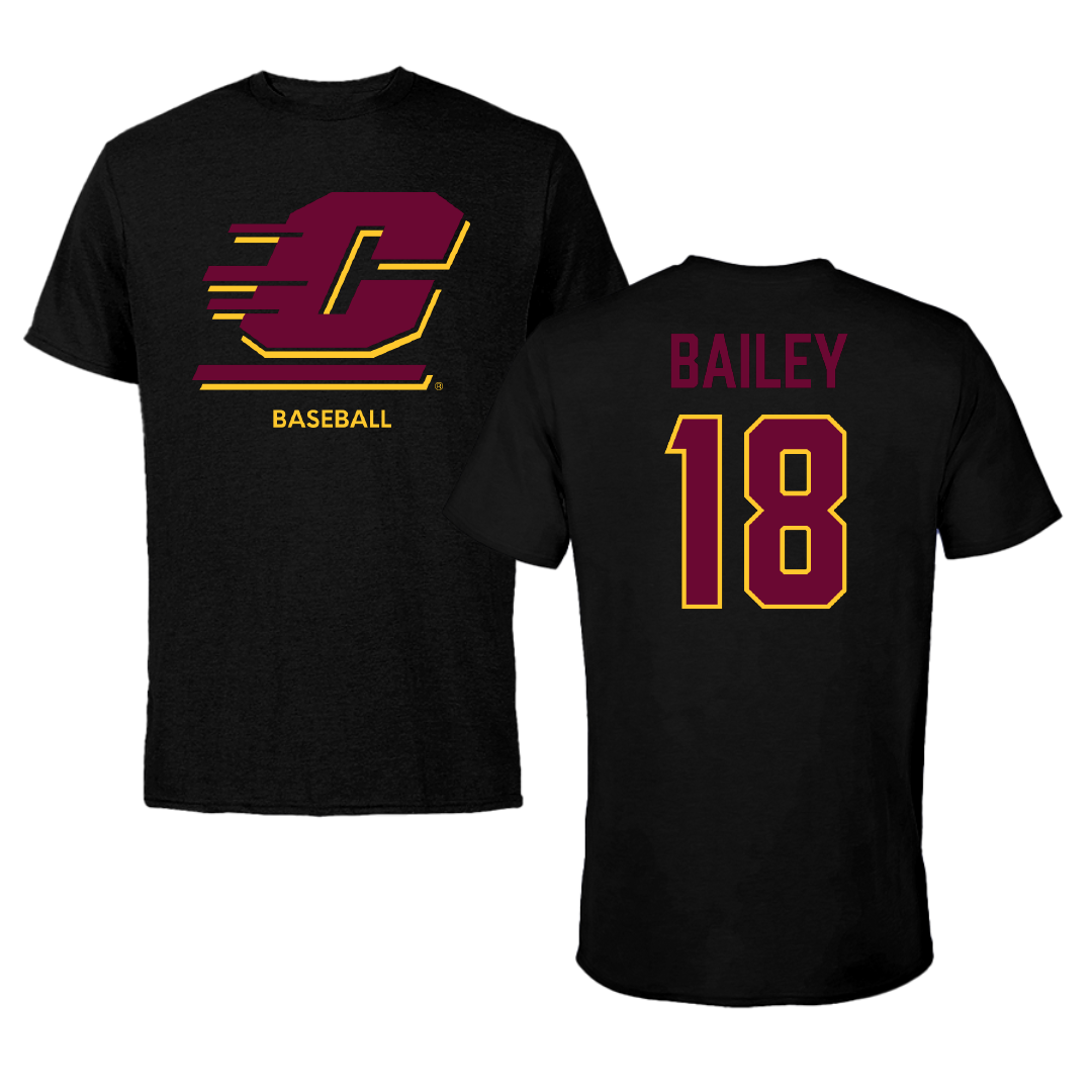 Central Michigan University Baseball Black Tee - #18 Hayden Bailey