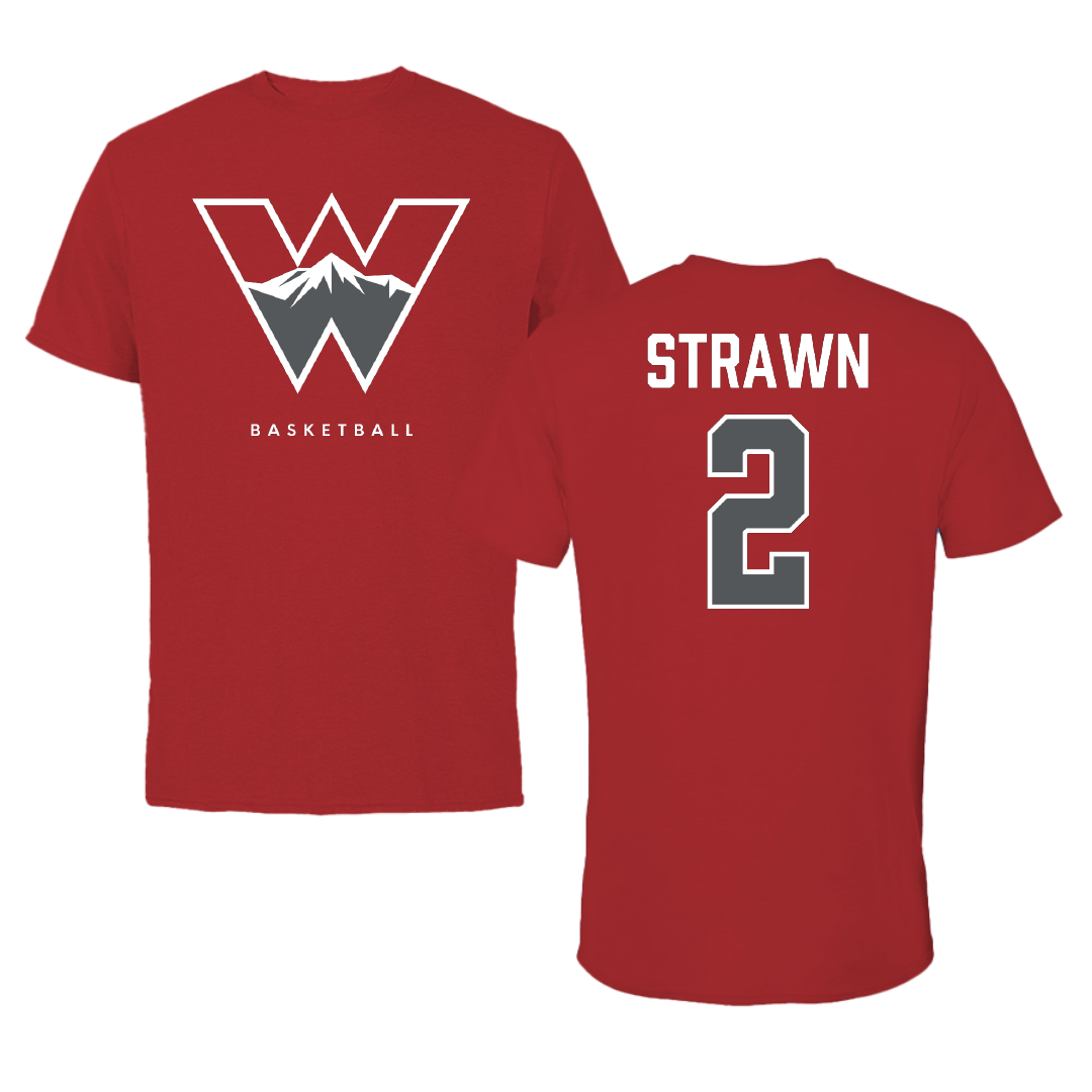 Western Colorado University Basketball Canvas Red Tee - #2 Reese Strawn