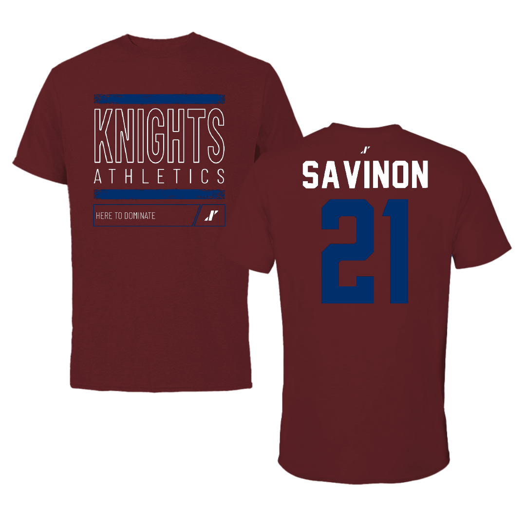 Fairleigh Dickinson University-Metropolitan Campus Baseball Maroon Dominate Performance Tee - #21 Jordan Savinon