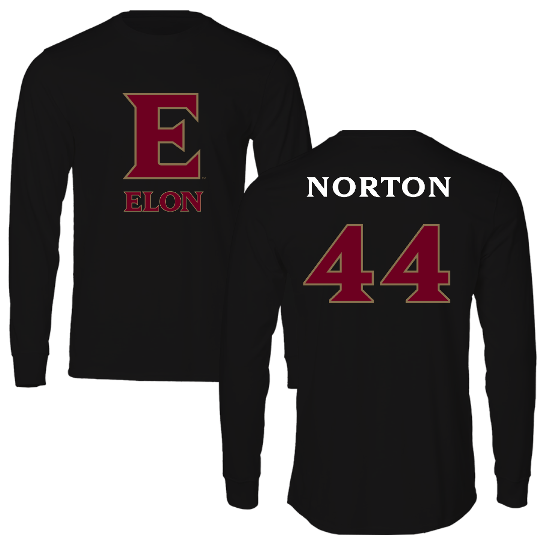 Elon University Baseball Black Performance Long Sleeve - #44 Ryley Norton