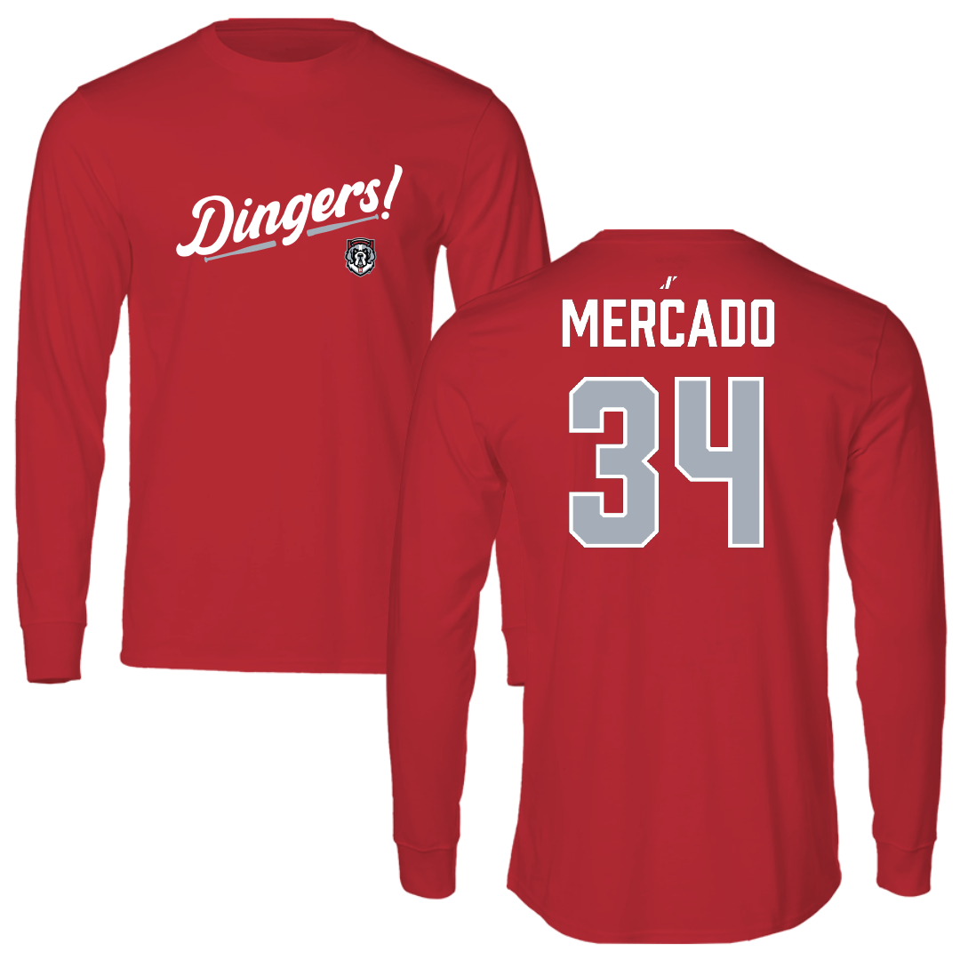 D'Youville University Baseball Red Dingers Performance Long Sleeve - #34 Dylan Mercado