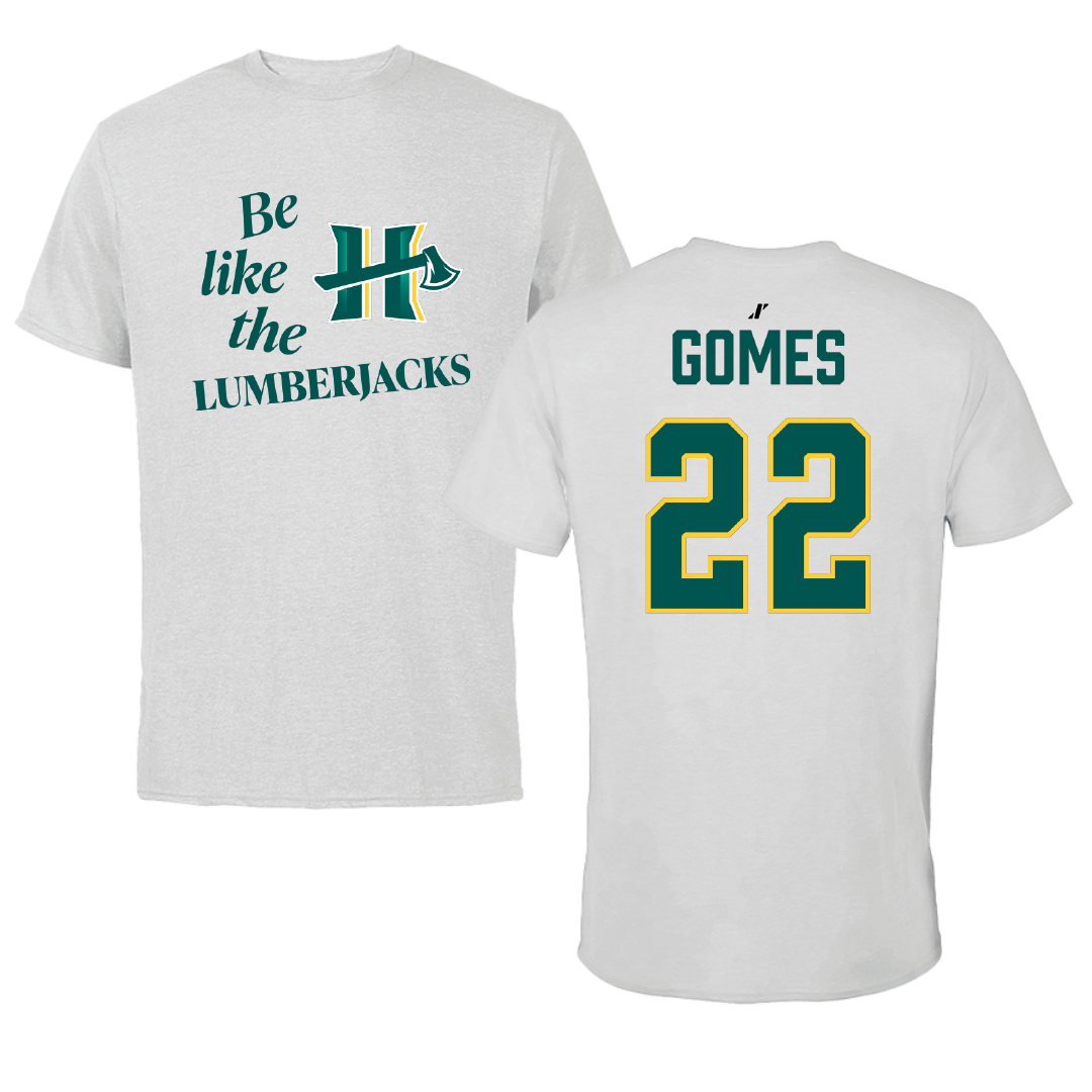 Cal Poly Humboldt Soccer (M) Light Gray Be Like Us Tee - #22 Luke Gomes