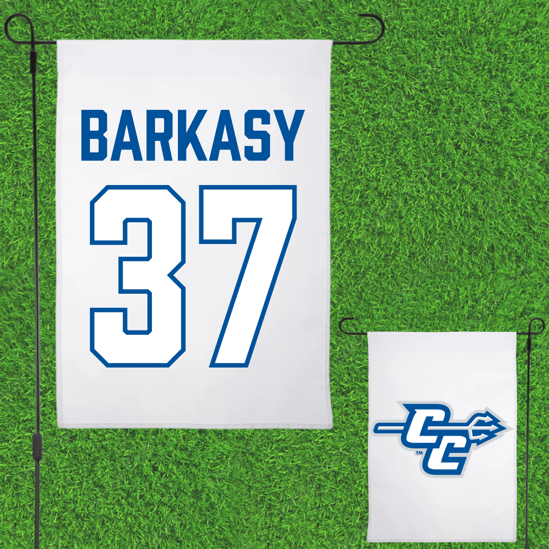 Central Connecticut State University Baseball White Garden Flag - #37 Christopher Barkasy