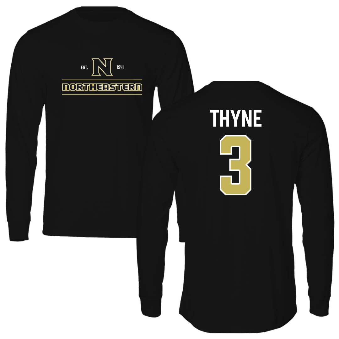 Northeastern Junior College Basketball (M) Black General Performance Long Sleeve - #3 Ethan Thyne