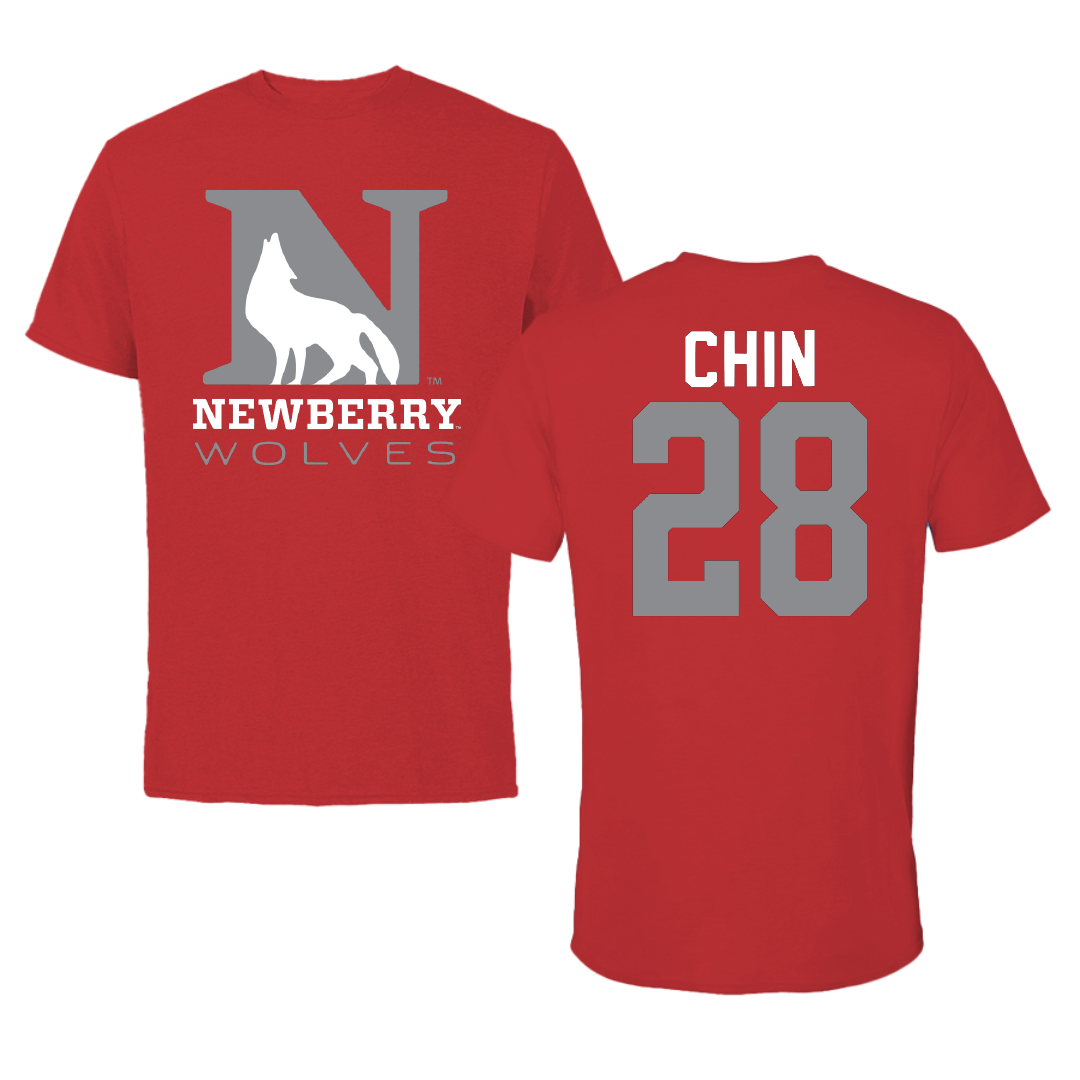 Newberry College Lacrosse Red Performance Tee - #28 Tyler Chin