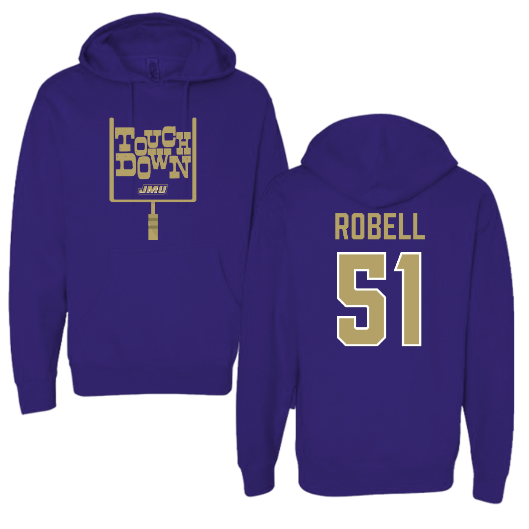 James Madison University Football Purple Touchdown Hoodie - #51 Riley Robell