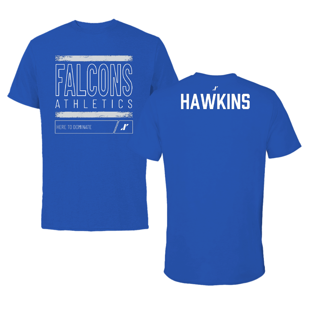 Albertus Magnus College Cheer Blue Dominate Tee - Shelby Hawkins