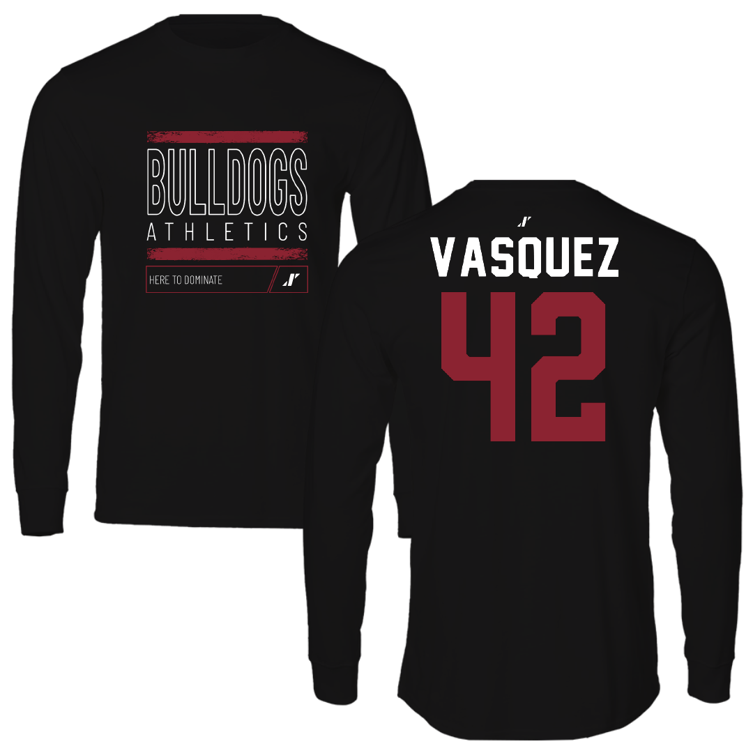 Dean College Basketball Black Dominate Performance Long Sleeve - #42 Randy Vasquez