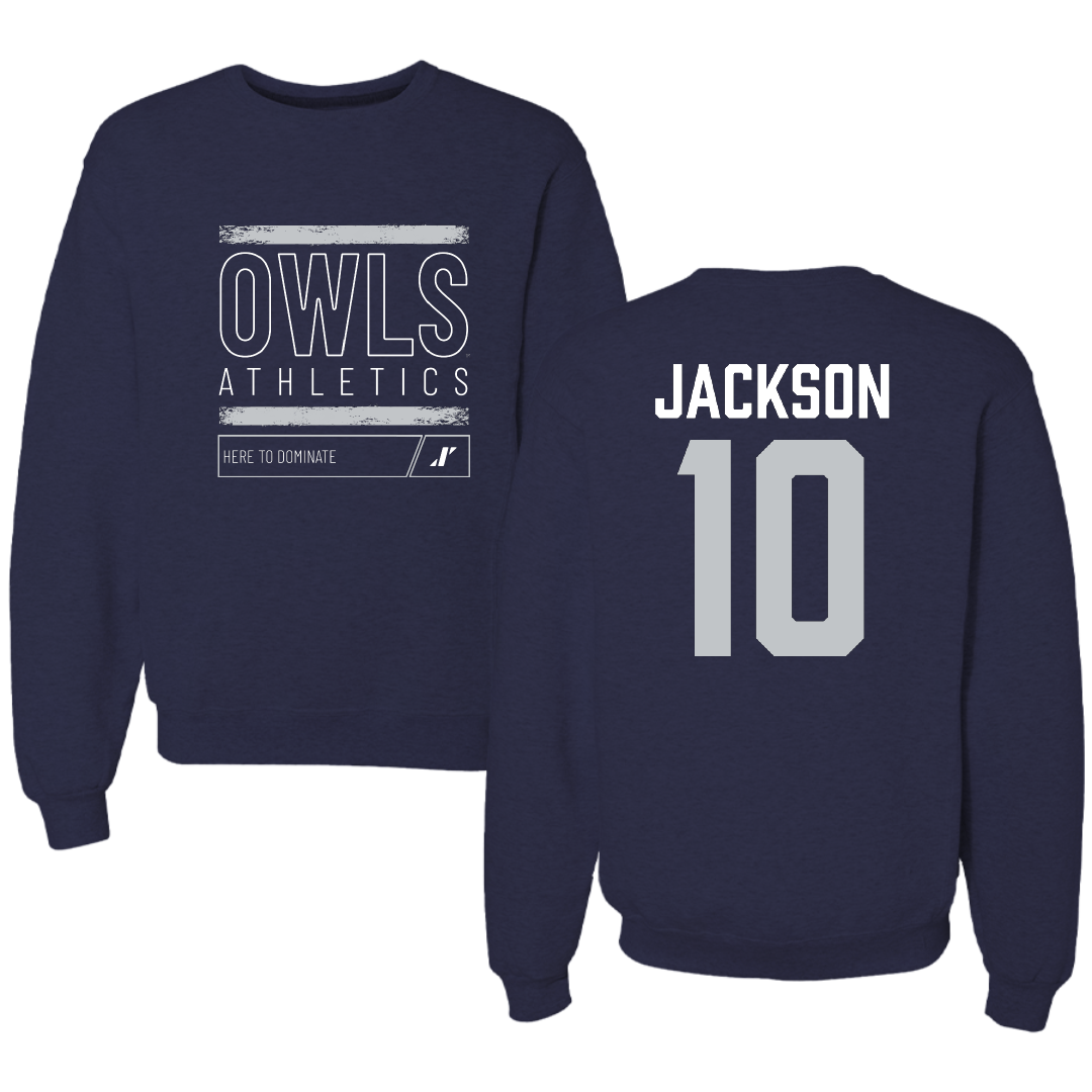 Rice University Football Navy Dominate Crewneck - #10 Quinton Jackson