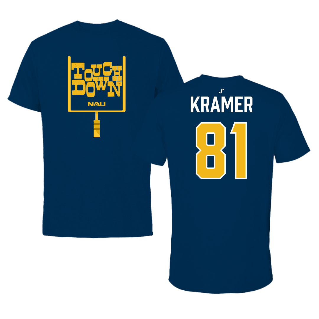 Northern Arizona University Football Navy Touchdown Performance Tee - #81 Braden Kramer