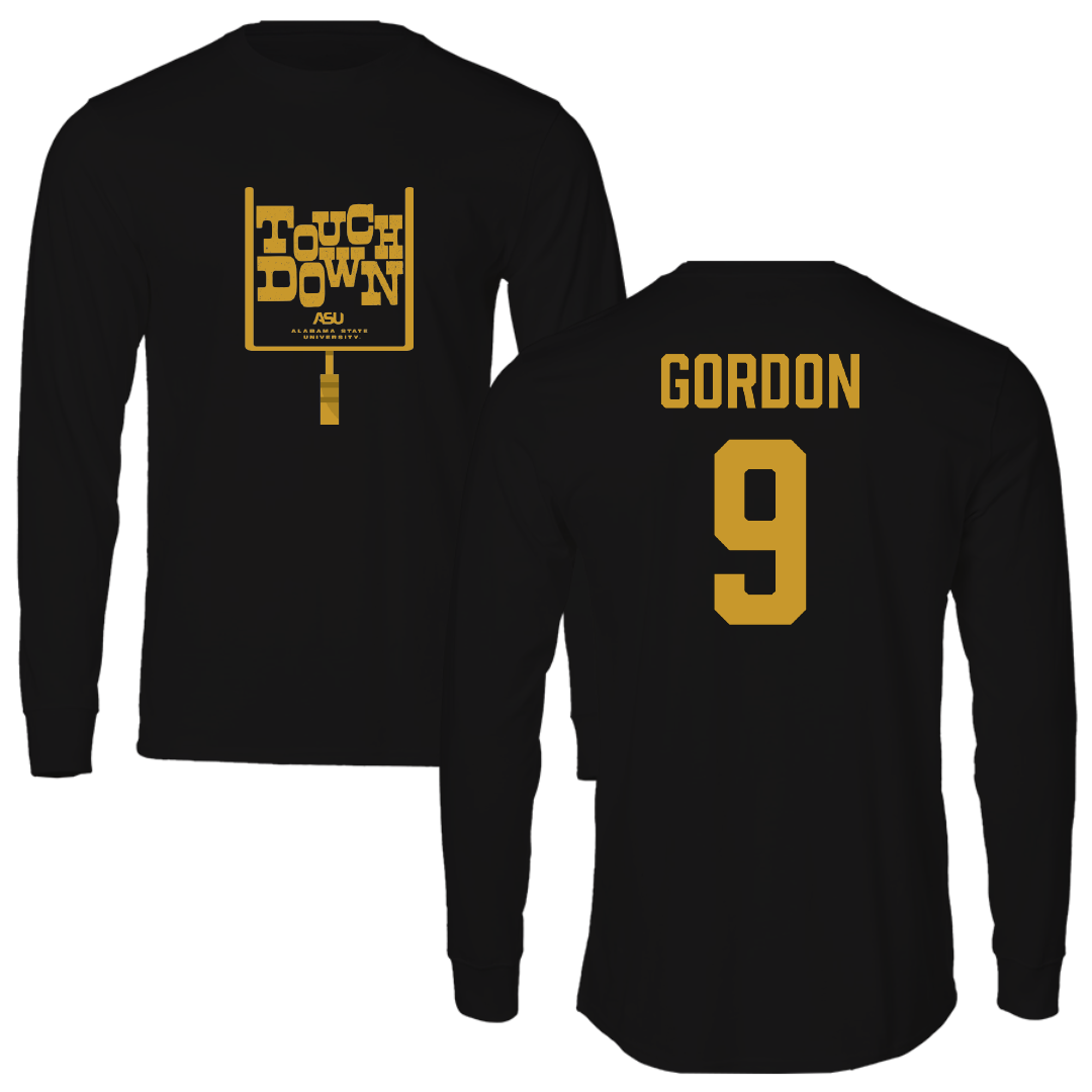 Alabama State University Football Black Touchdown Performance Long Sleeve - #9 Cameron Gordon