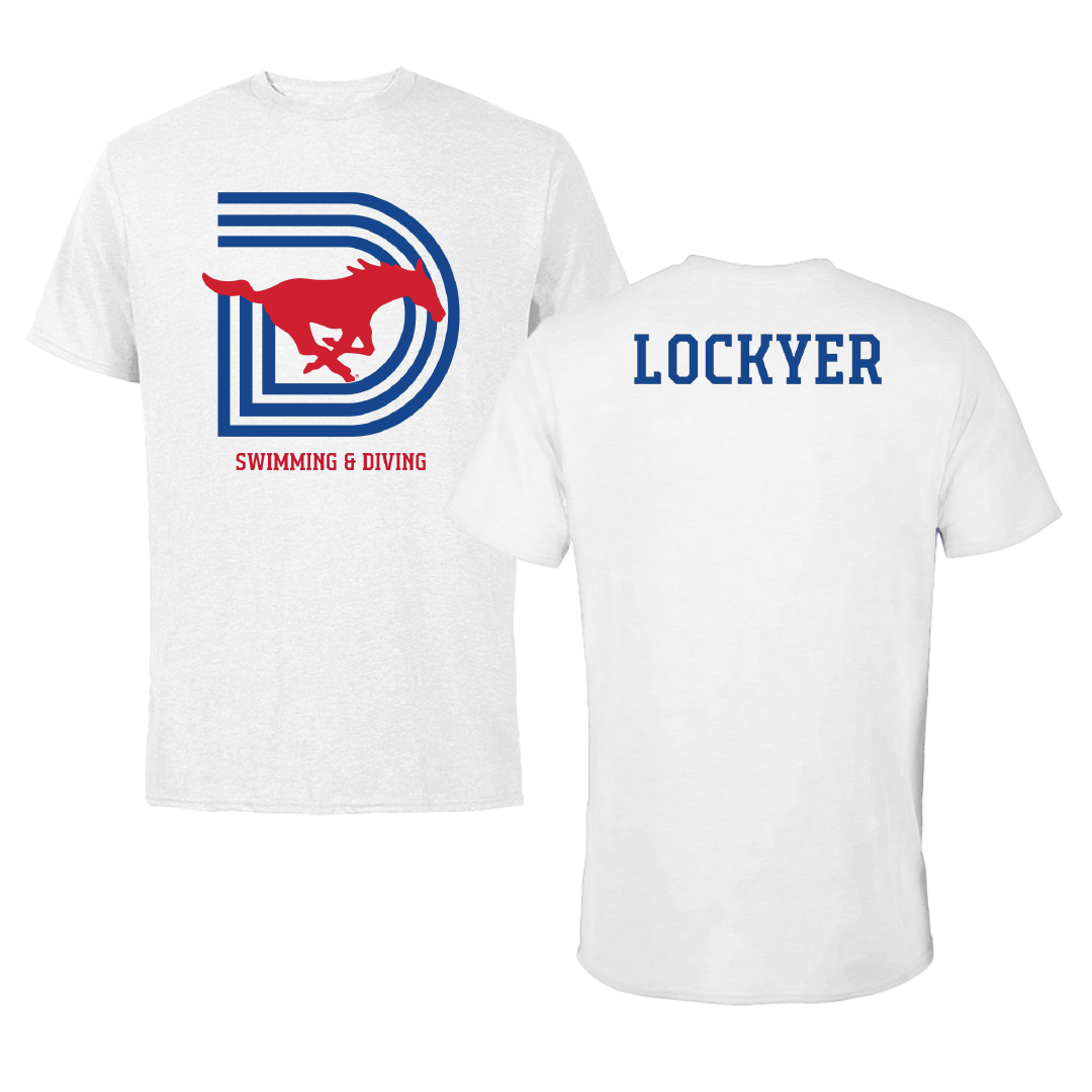 Southern Methodist University Swimming & Diving White Performance Tee - Hannah Lockyer