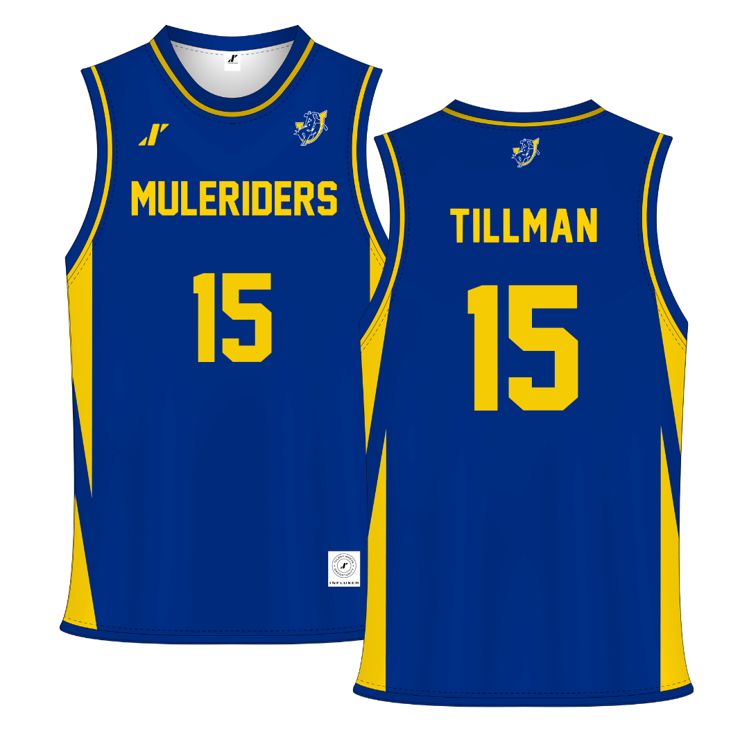 Southern Arkansas University Blue Basketball Jersey - #15 Jayce Tillman