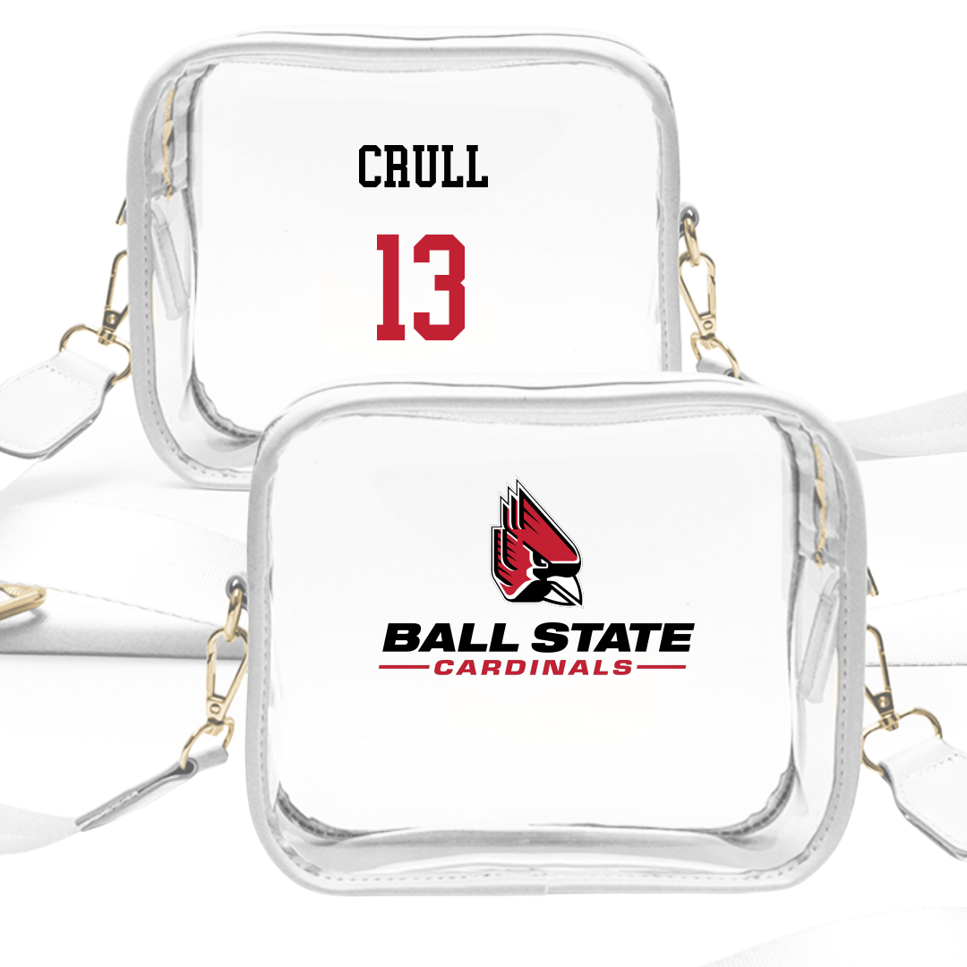 Ball State University Volleyball (W) White Clear Stadium Bag - #13 Gwen Crull
