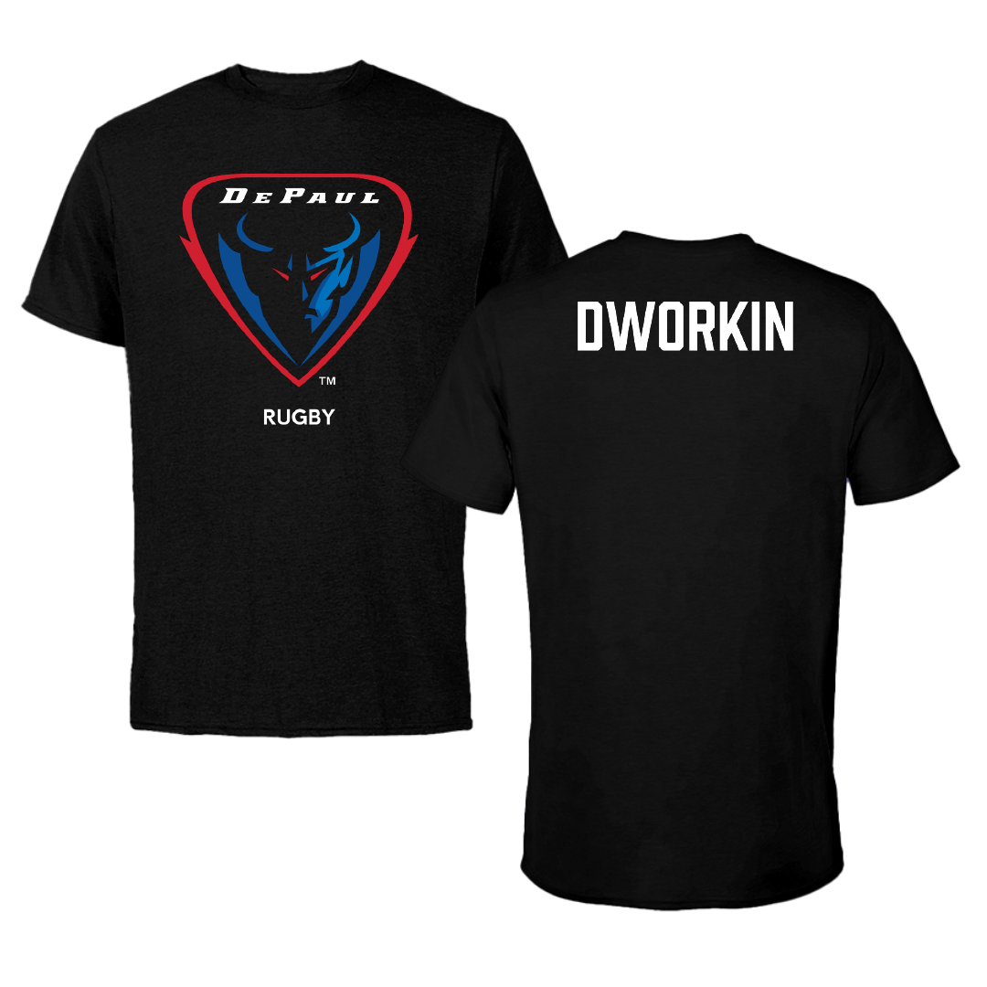 DePaul University Rugby (M) Black Tee - Ja Dworkin