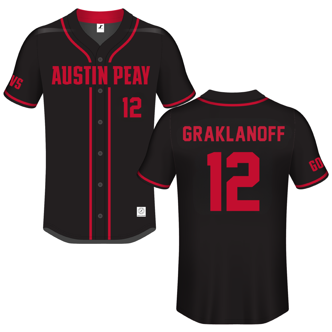Austin Peay State University Black Button-Down Jersey - #12 Ashlyn Graklanoff