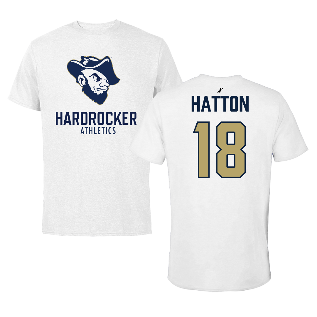 South Dakota Mines Football White Performance Tee - #18 Evan Hatton