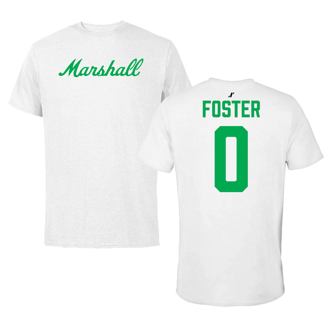 Marshall University Football White Performance Tee - #0 Ian Foster