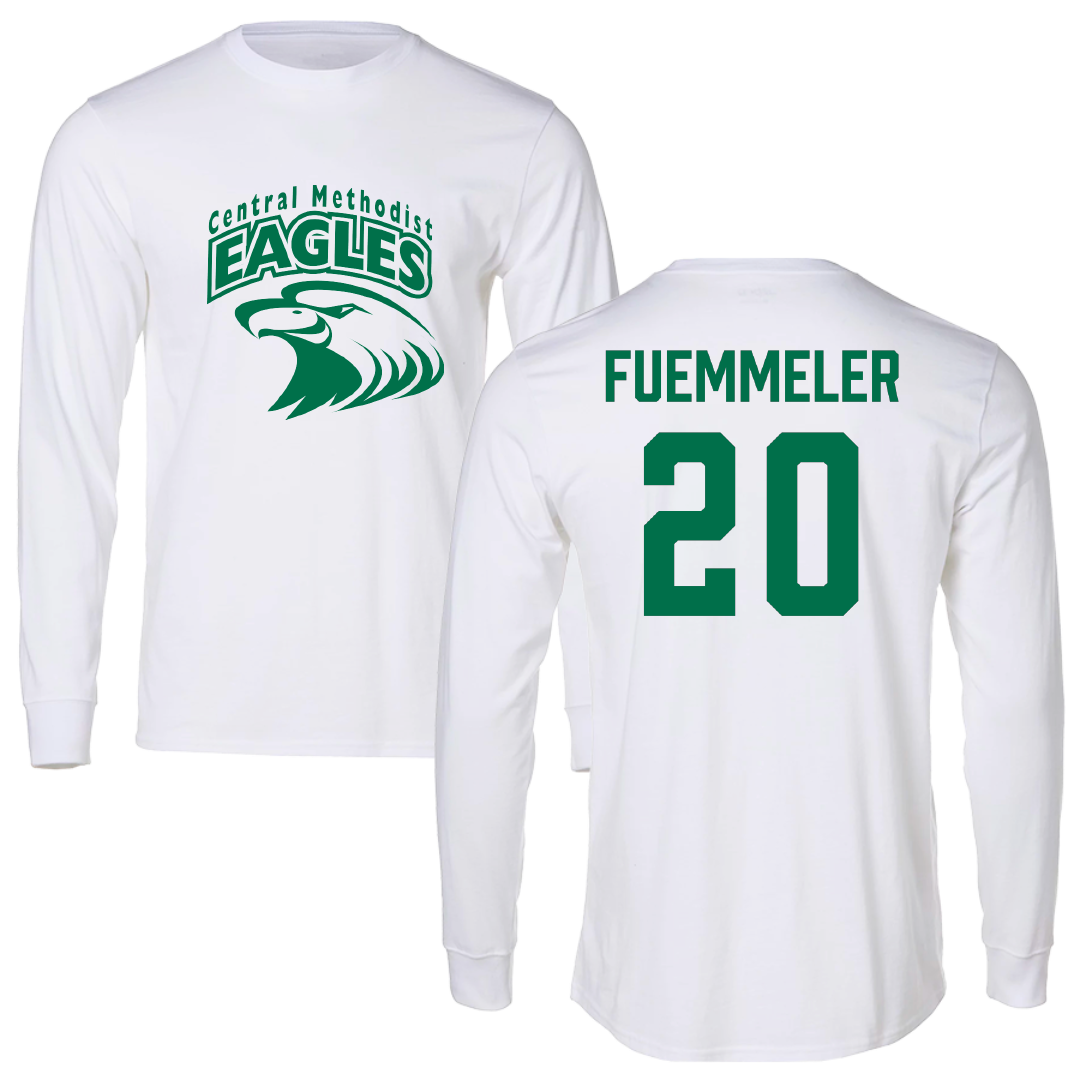 Central Methodist University Basketball White Performance Long Sleeve - #20 Jordan Fuemmeler