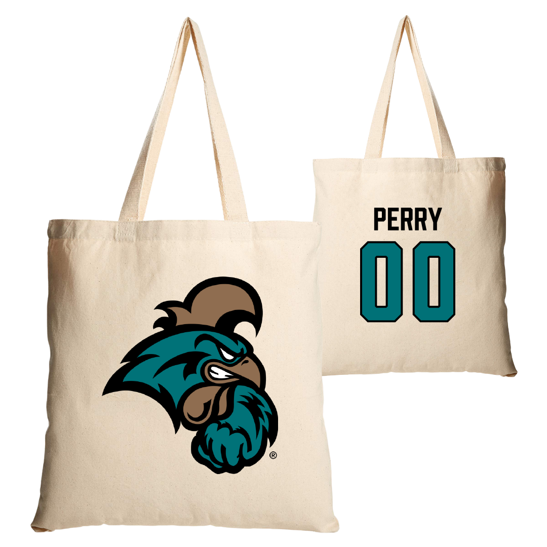 Coastal Carolina University Soccer Tan Canvas Tote Bag - #00 Linden Perry
