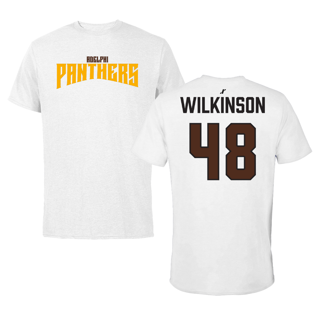Adelphi University Baseball White Classic Performance Tee - #48 Justin Wilkinson
