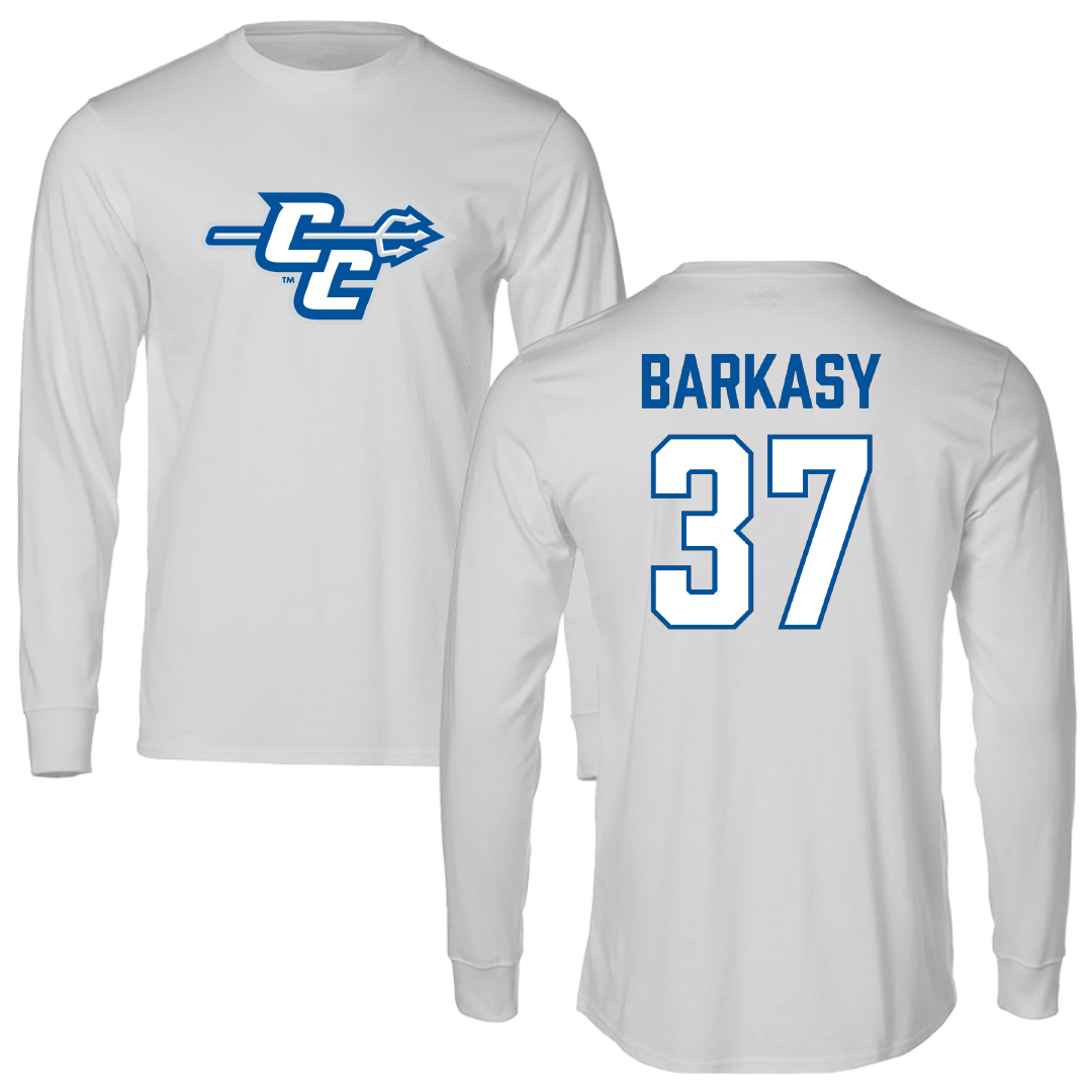 Central Connecticut State University Baseball Light Gray Performance Long Sleeve - #37 Christopher Barkasy