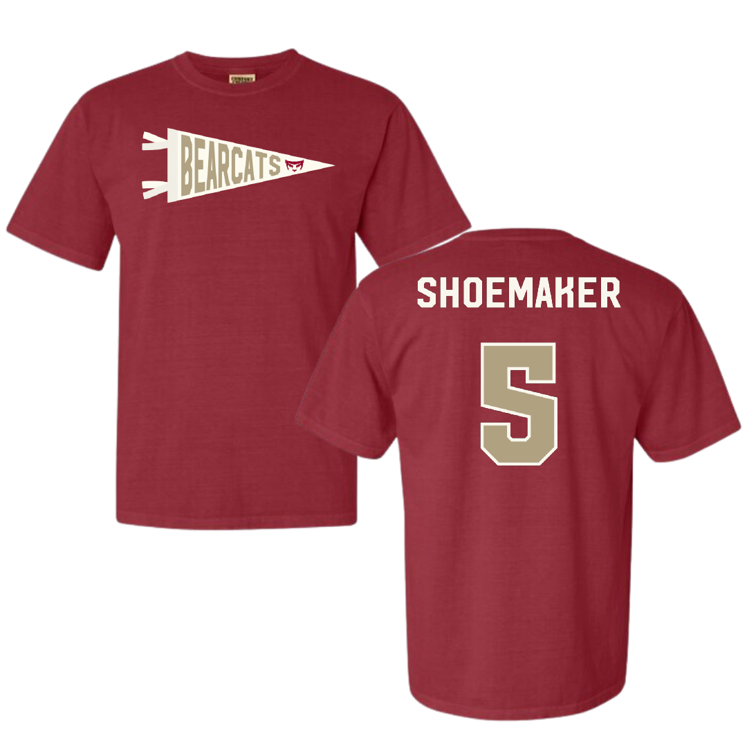Willamette University Basketball Crimson Pennant Comfort Colors Tee - #5 Syd Shoemaker