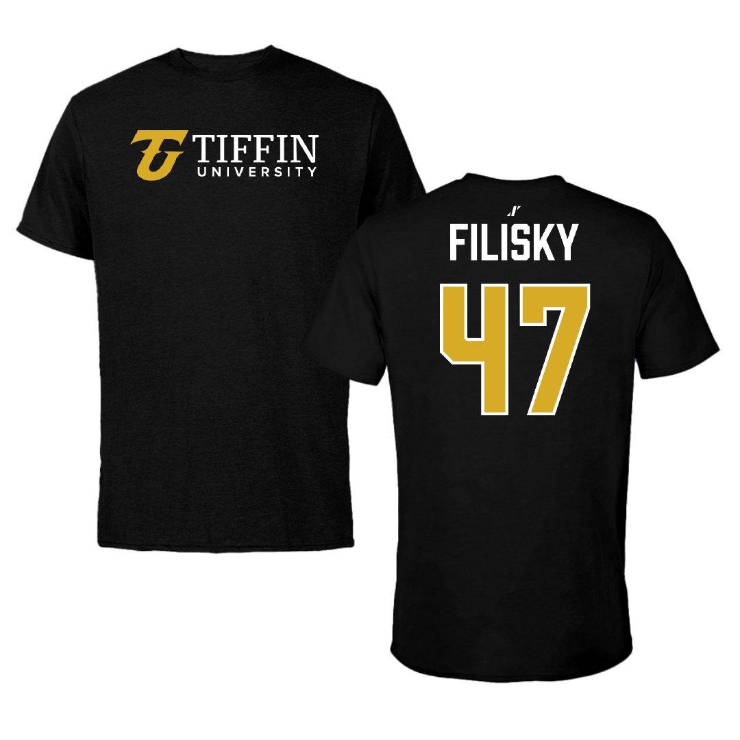 Tiffin University Baseball Black Performance Tee - #47 Emmitt Filisky