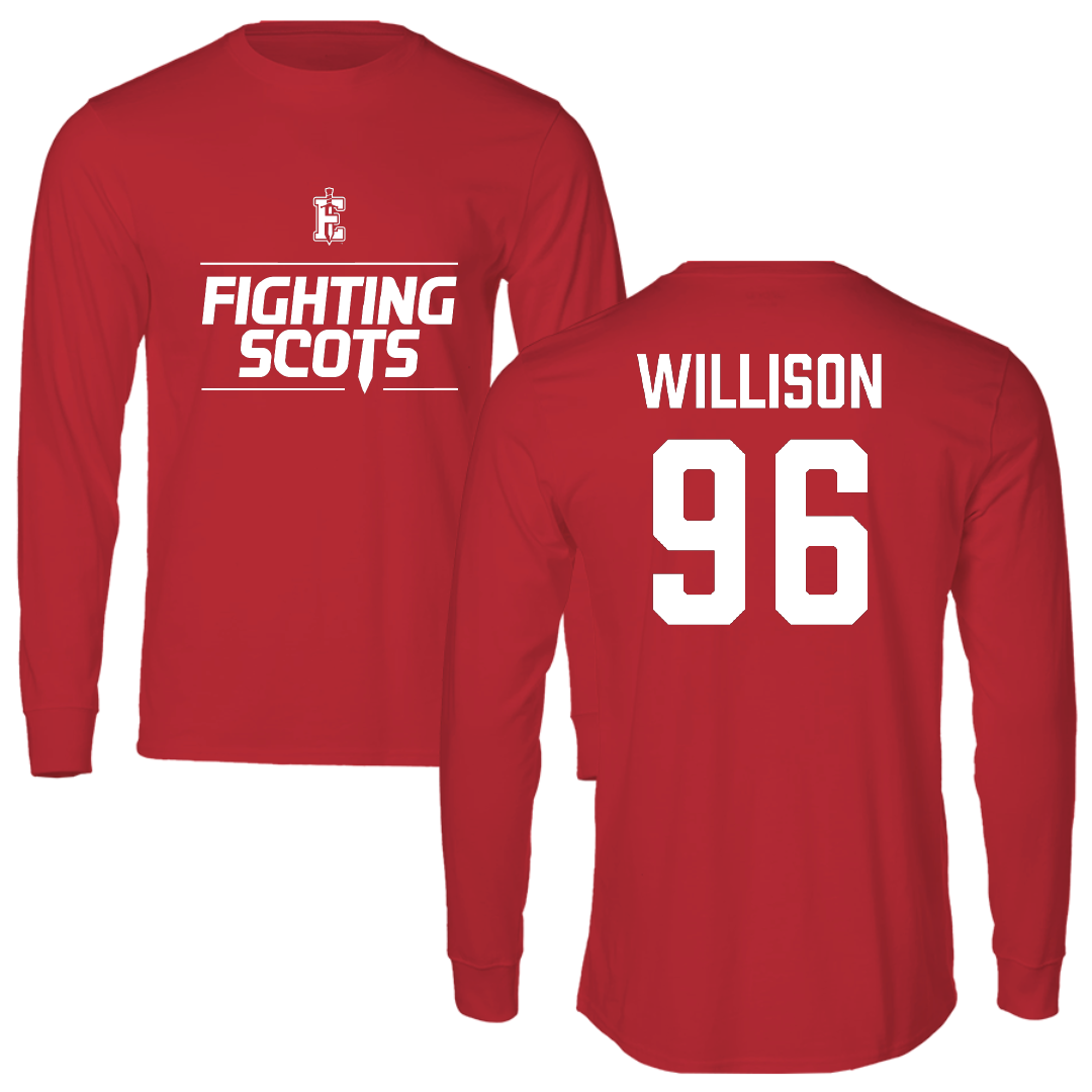 PennWest Edinboro Football Red General Performance Long Sleeve - #96 Nick Willison