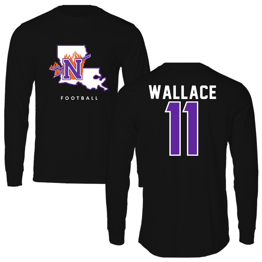 Northwestern State University Football Black Block Long Sleeve - #11 Dane Wallace