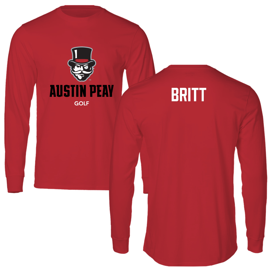 Austin Peay State University Golf (M) Red Mascot Long Sleeve - Reece Britt