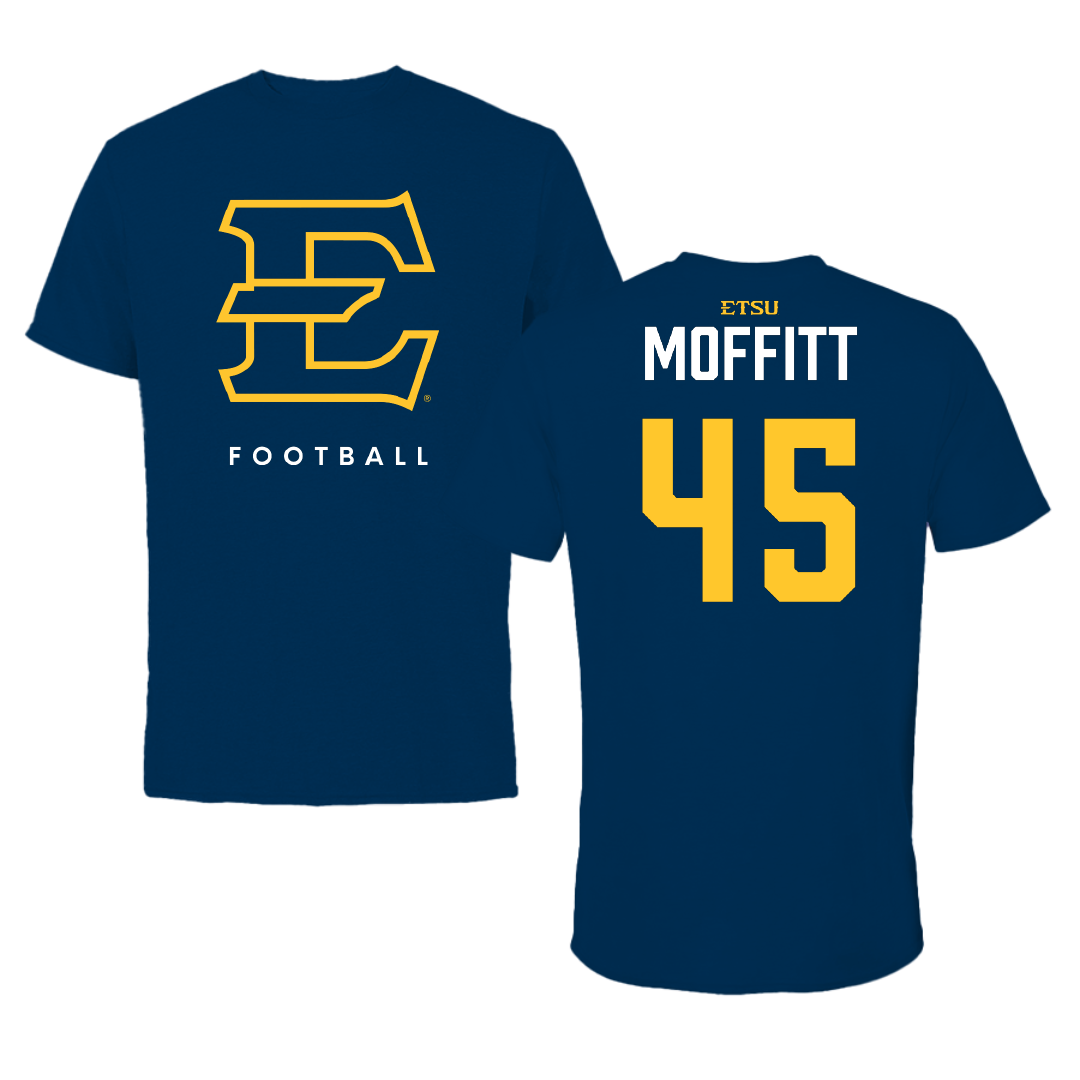 East Tennessee State University Football Navy Performance Tee - #45 Trevor Moffitt