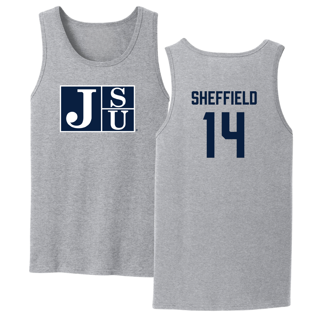Jackson State University Soccer Sport Gray Tank Top - #14 Elon Sheffield