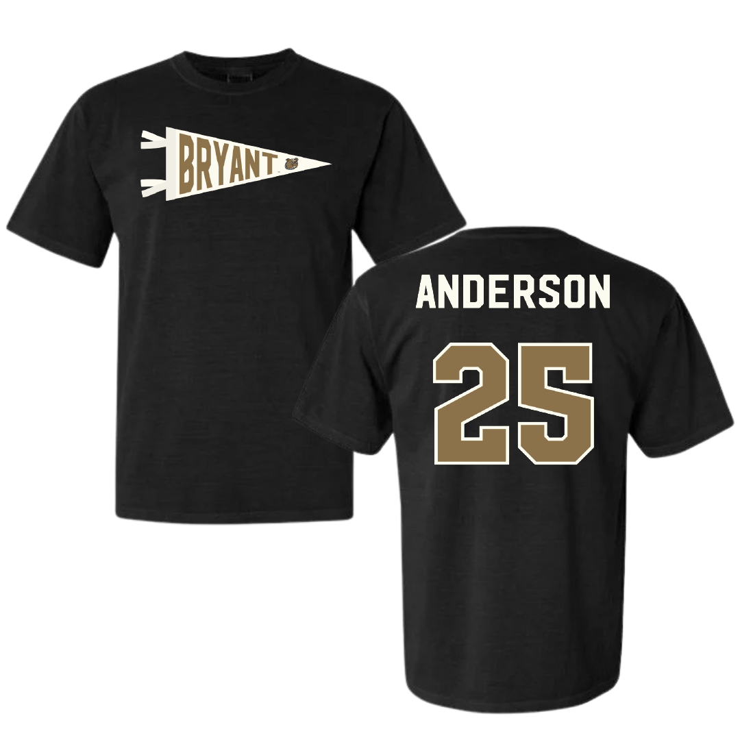 Bryant University Football Black Pennant Comfort Colors Tee - #25 Devon Anderson