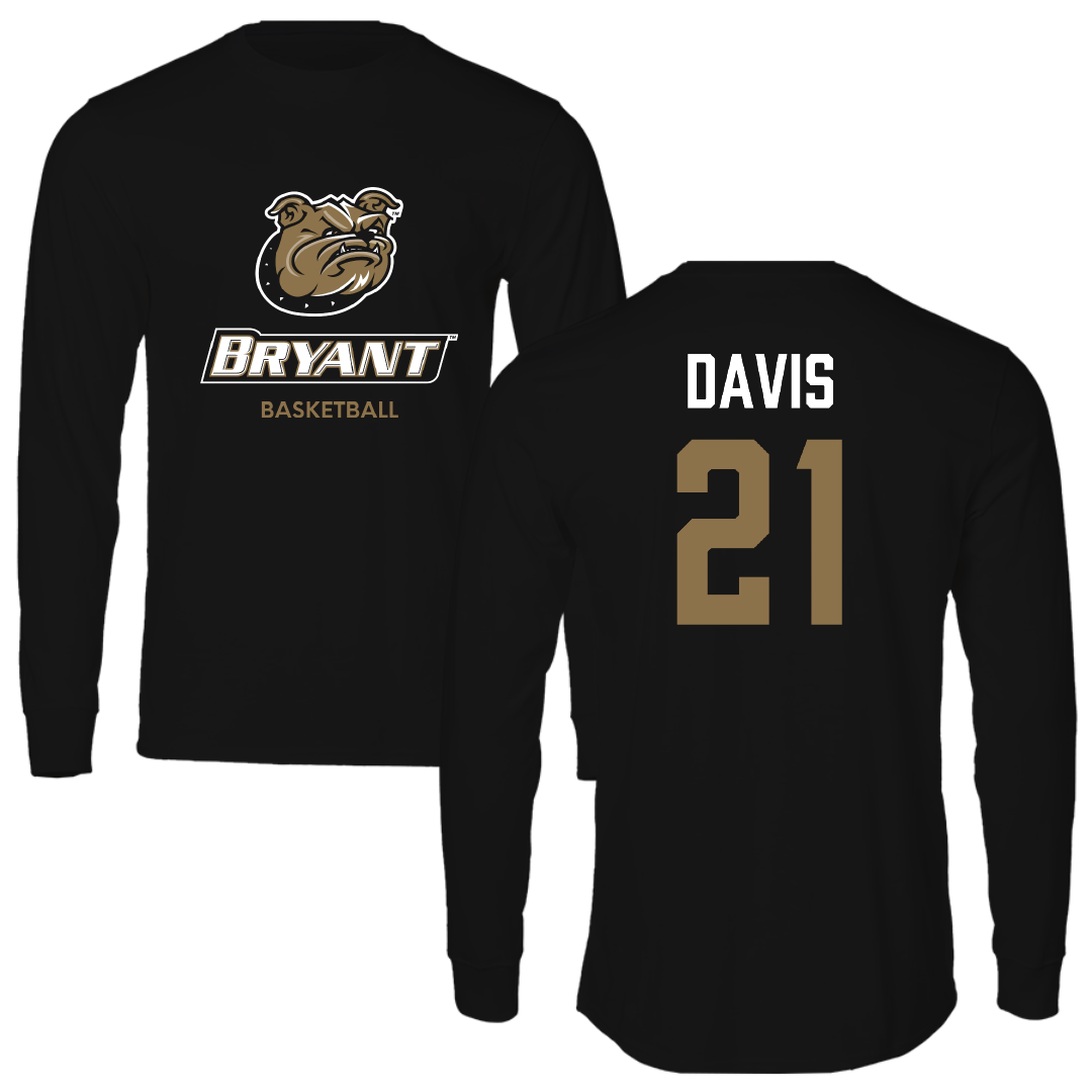 Bryant University Basketball (M) Black Long Sleeve - #21 Aaron Davis