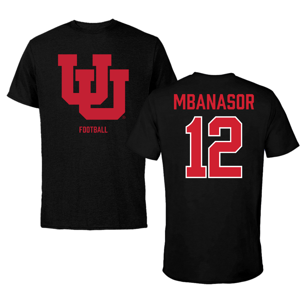 University of Utah Football Black Tee - #12 Sidney Mbanasor