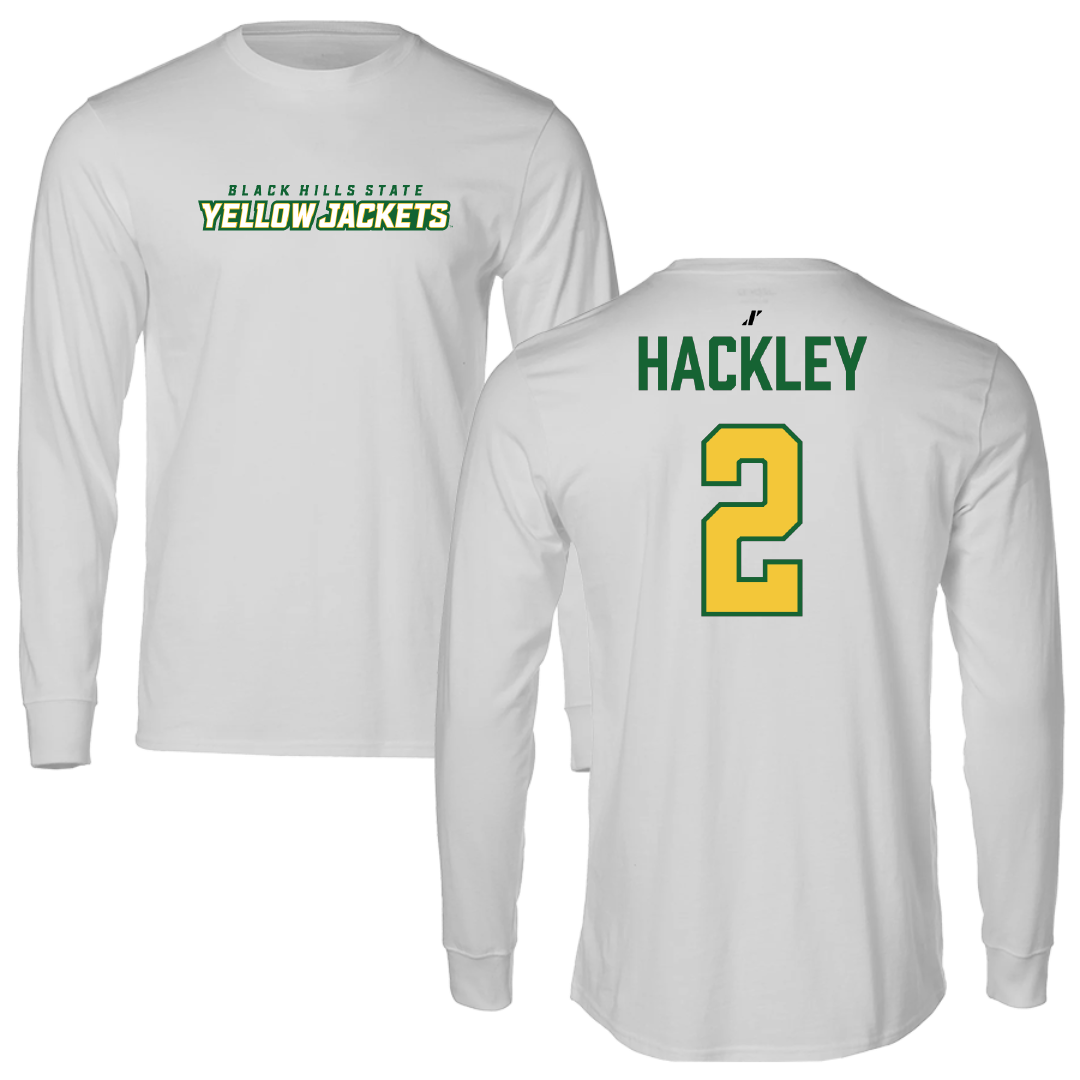 Black Hills State University Basketball (M) Light Gray Performance Long Sleeve - #2 Jaeton Hackley