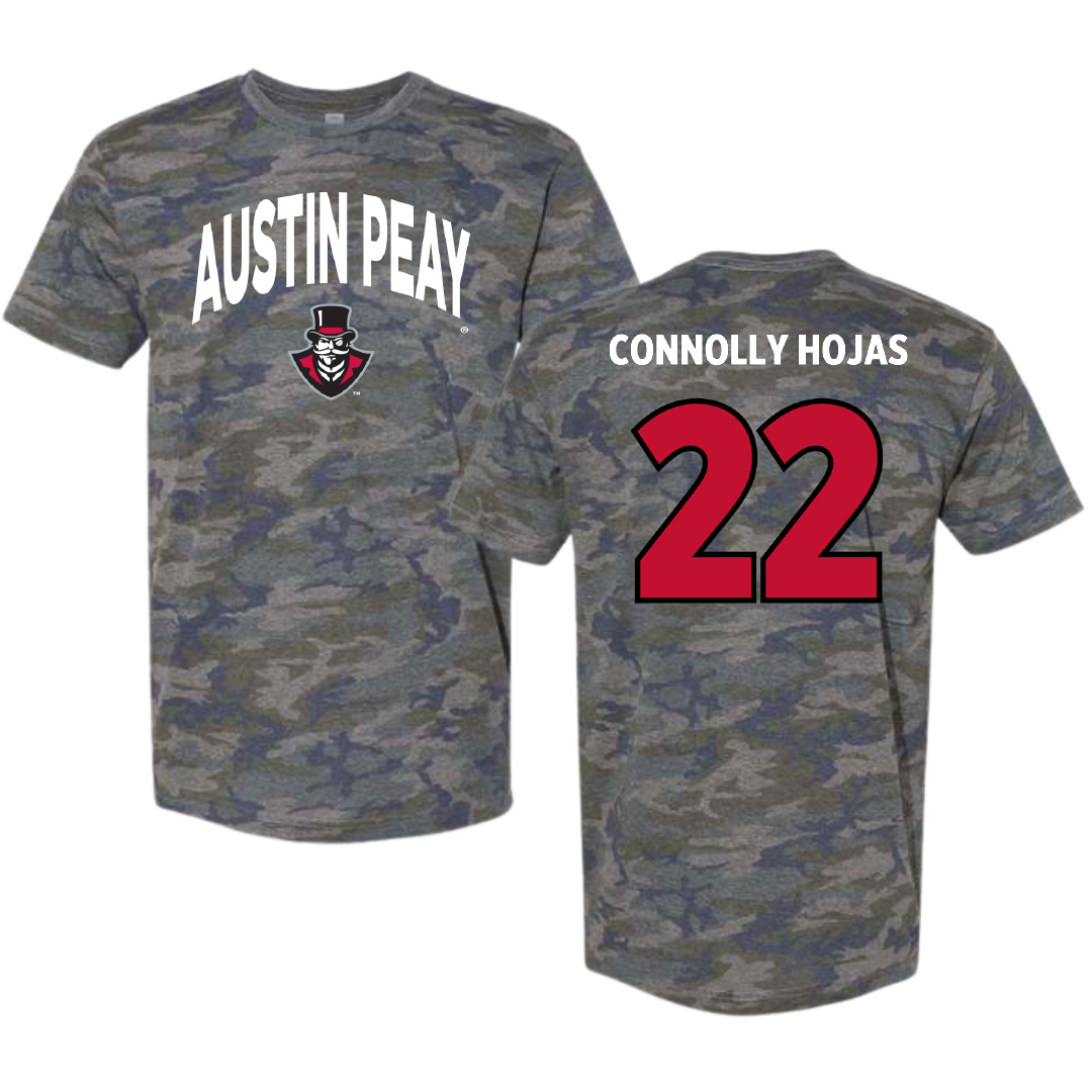 Austin Peay State University Softball Vintage Camo Tee - #22 Jacqueline Connolly Hojas